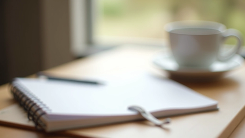 Notebook and pen on a desk with handwritten notes about goals and planning, morning light from window
